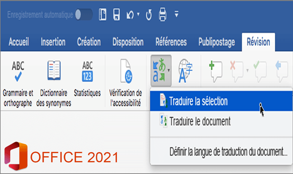 Translator and Ink in Outlook 2021