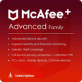 McAfee + Advanced Family 2024-2025, Runtime: 1 Year, Device: Unlimited Devices, image 