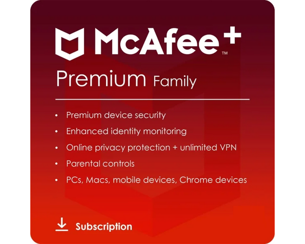 McAfee+ Premium Family 2024-2025, Runtime: 1 Year, Device: Unlimited Devices, image 